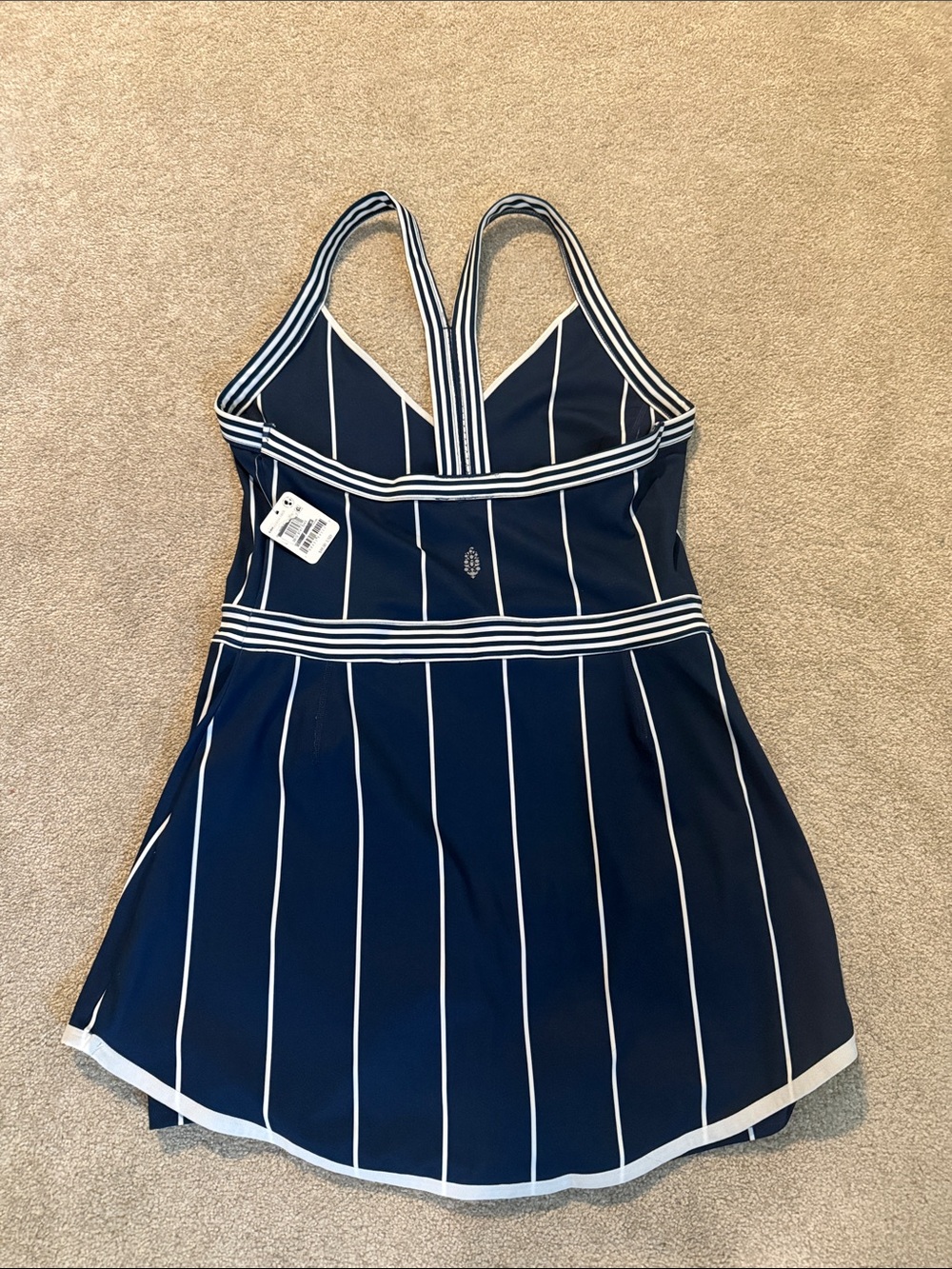 NWT Free People Navy Pinstripe Cool on the court Tennis Romper Dress XL - Picture 8 of 9